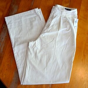 GAP wide leg pleated white khaki pants womens sz 6 Tall